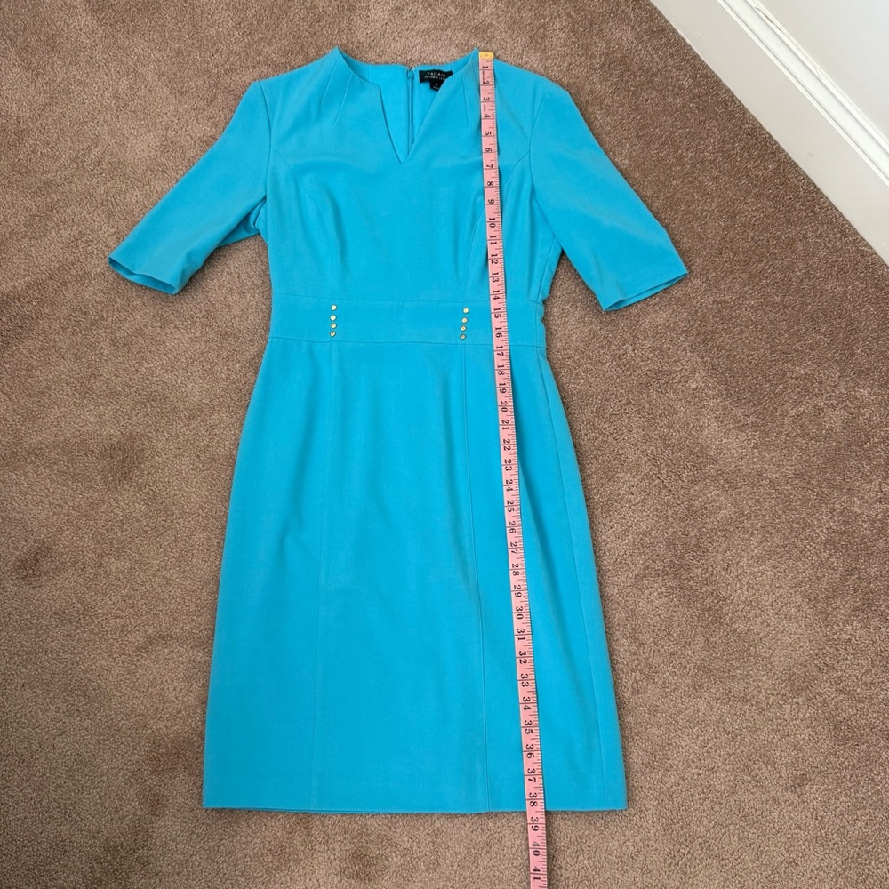 Tahari ASL Blue V-Neck Sheath Dress Midi Work - Picture 6 of 13